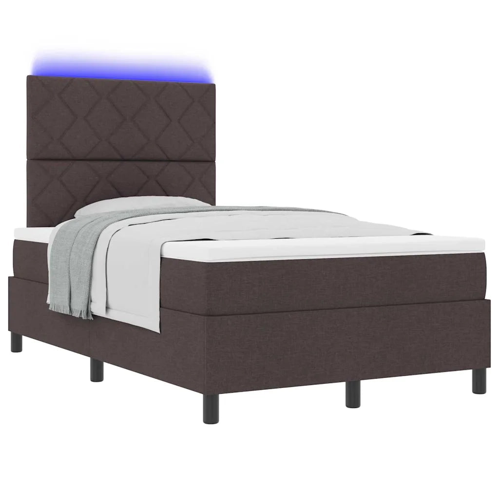 Letto a molle con materasso Marrone scuro 120 x 190 cm Tessuto