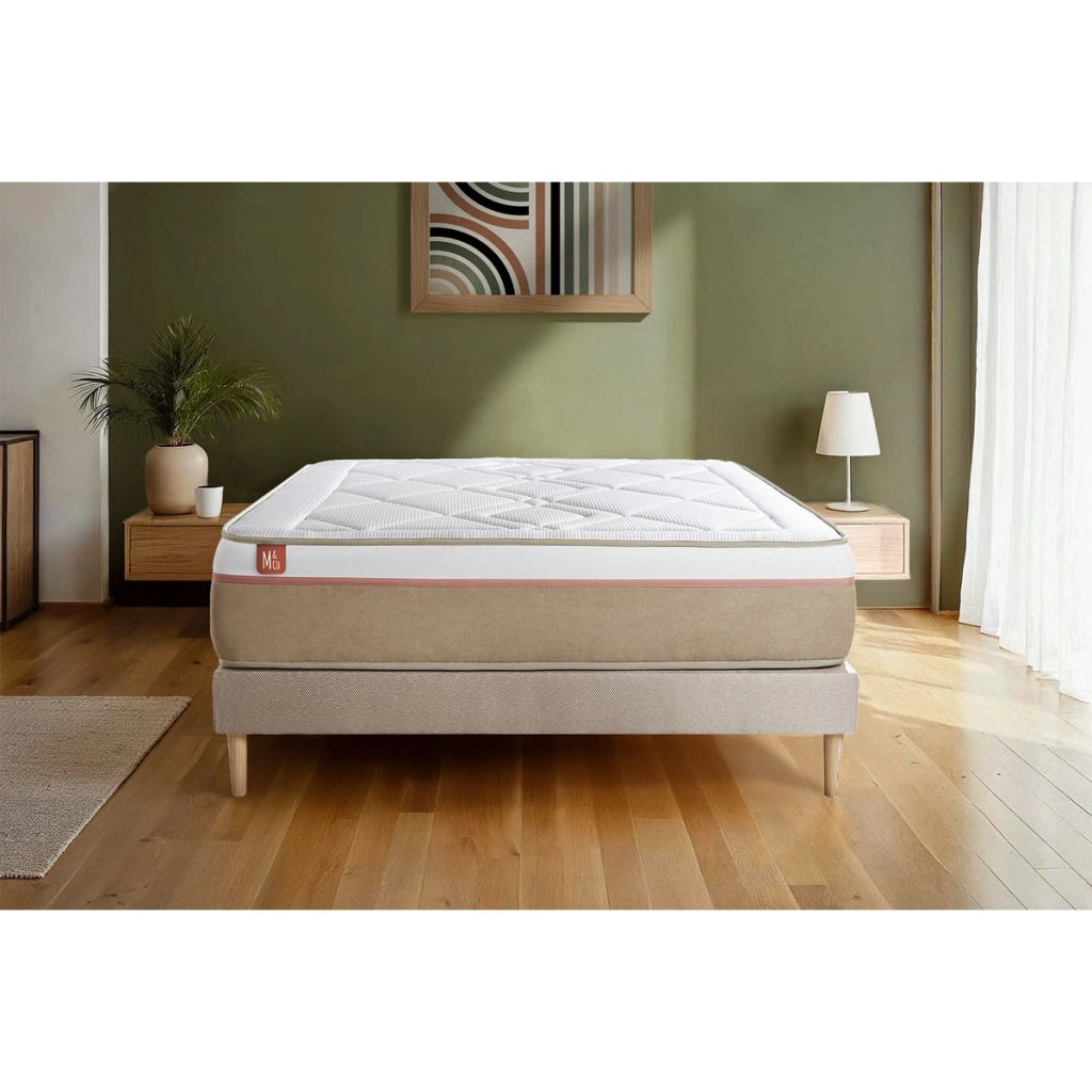 Pacchetto letto completo - Materasso 160x200cm + Box spring con doghe (kit) + 2 cuscini + Piumino - Le Soyeux
