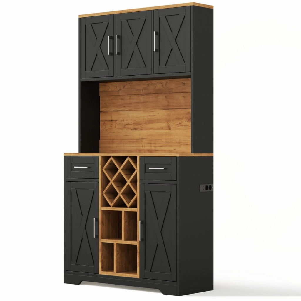 Mobile per Cucina con Scomparti e Portavino ¨C Minimal ¨C Legno Multistrato 180x105x40 cm