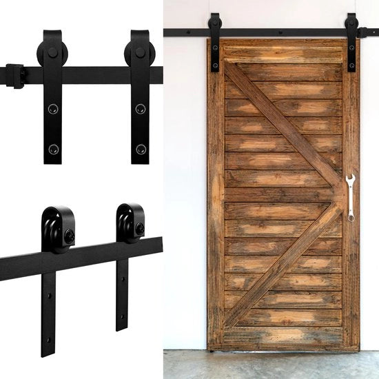 Sistema di porte scorrevoli Kit di installazione per porte scorrevoli in legno Porta scorrevole in legno Kit di installazione per porte scorrevoli 152CM Guide rail per porte scorrevoli Kit di installazione per porte scorrevoli