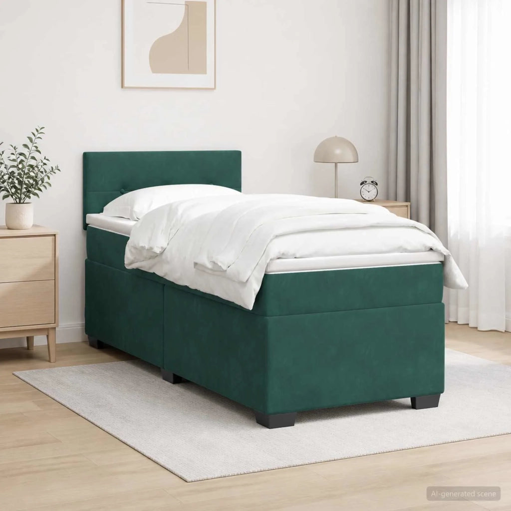 Letto con Box Spring, Materasso e LED Verde Scuro 90 x 200 cm 3452105