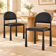 Sedia da pranzo moderna in similpelle PU nera con schienale semicircolare 80 cm