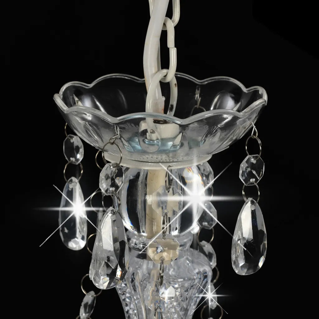 Lampadario con Perline Bianco Tondo 3 E14 281596
