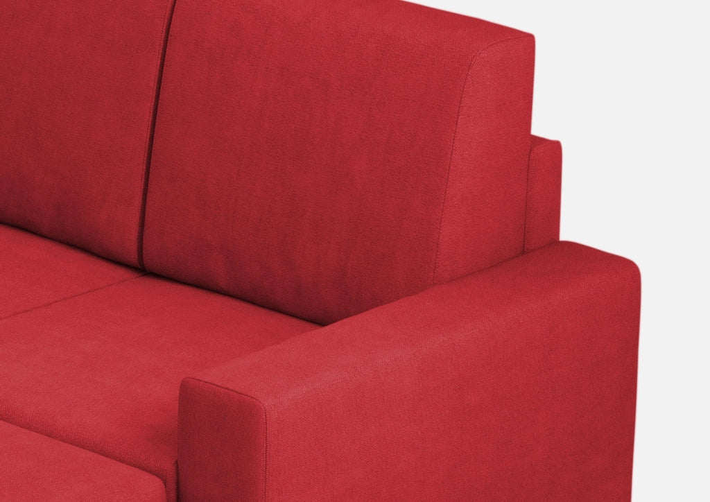 Divano 3 Posti con Pouf 208x155x85 cm Sakar in Tessuto Rosso