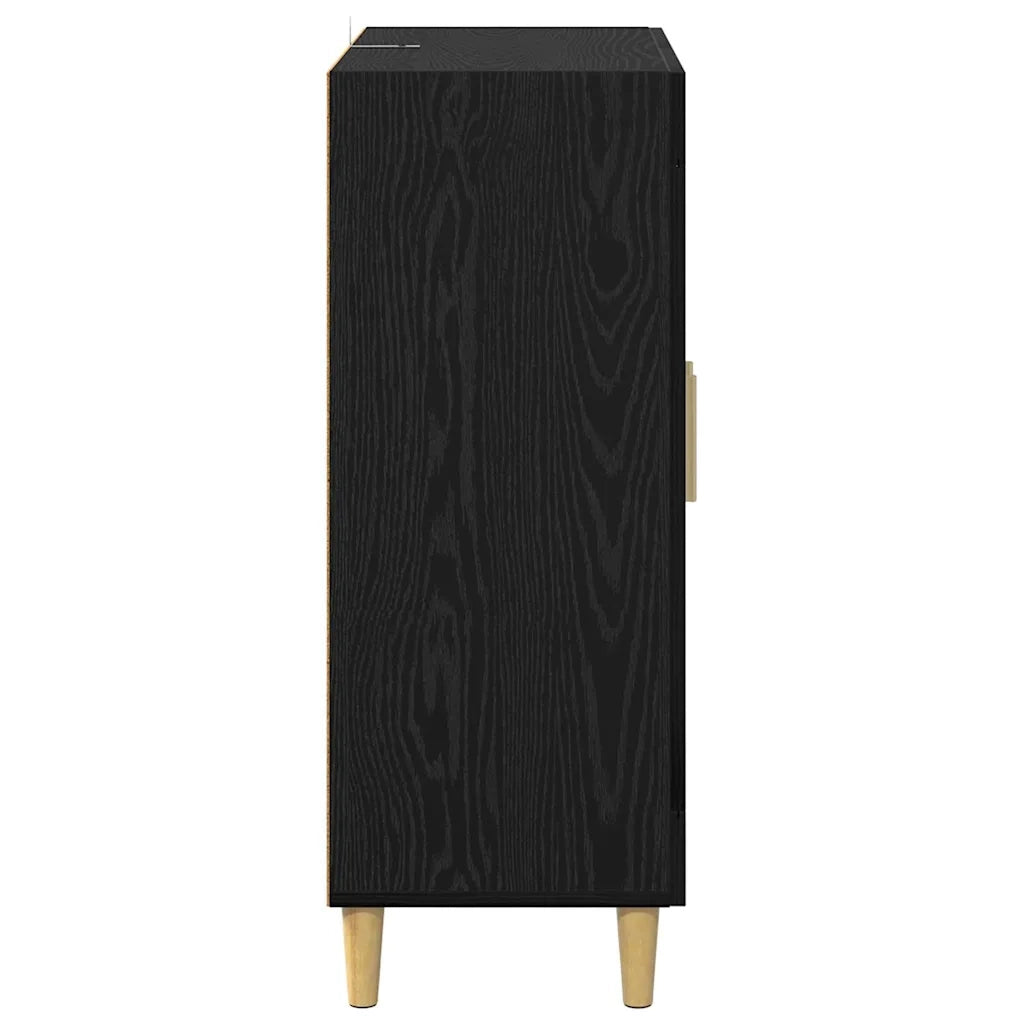 Credenza | Madia | Buffet da pranzo | Armadio da pranzo Rovere Nero 69,5 x 34 x 90 cm Legno multistrato
