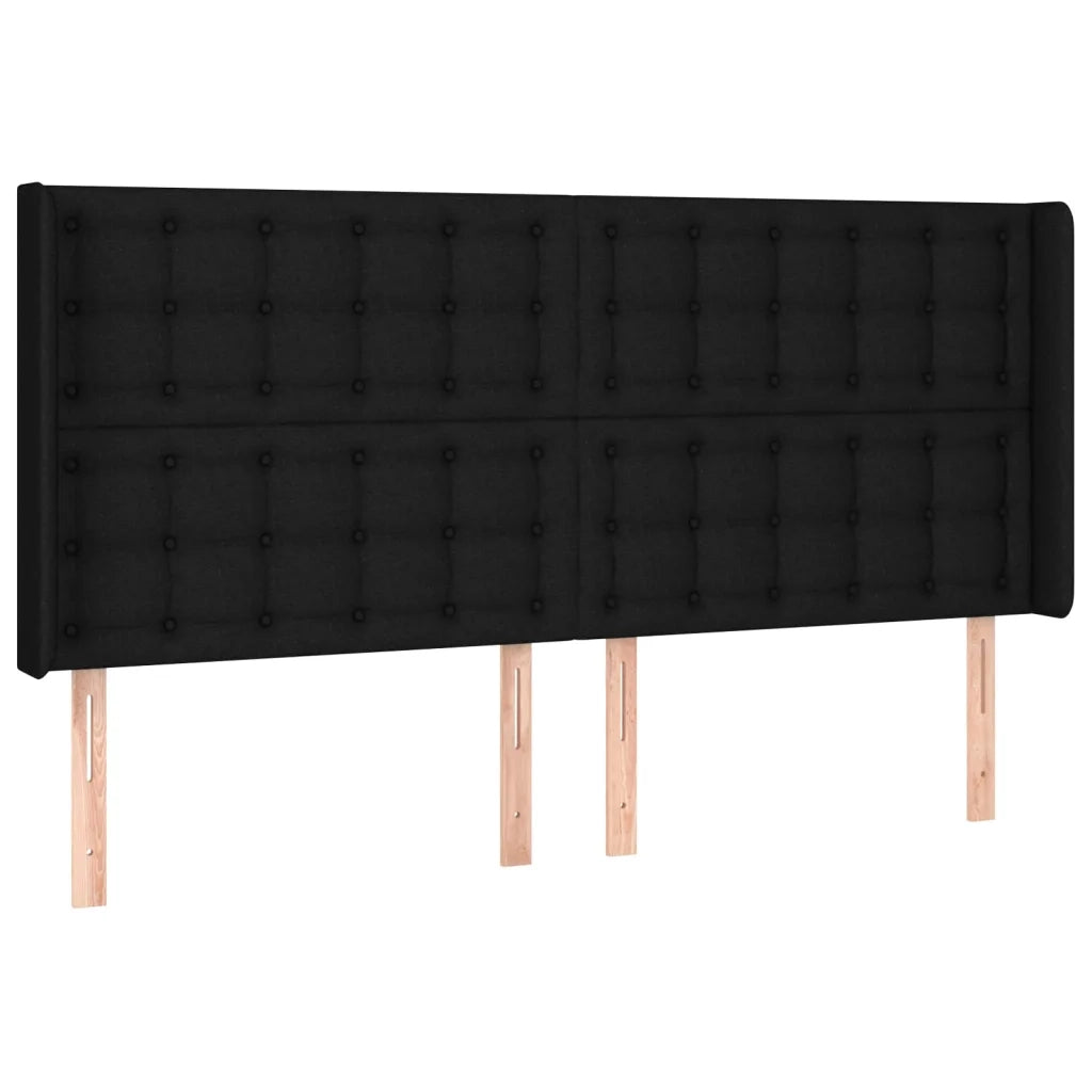 Testiera ad Orecchio-Testata con Orecchie Nera 203x16x118/128 cm in Tessuto 632775