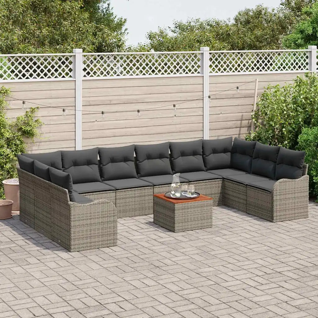 Set Divano da Giardino 11 pcs Grigio polyrattan 3356172