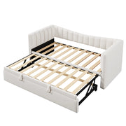 Letto divano 90 × 200 cm 1 posto con letto estraibile; senza materasso; in velluto e MDF; bianco