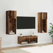 Mobiletti TV da Parete 4 pz-Set di 4 Credenza per TV sospesa Rovere artigianale 40 x 30 x 30 cm