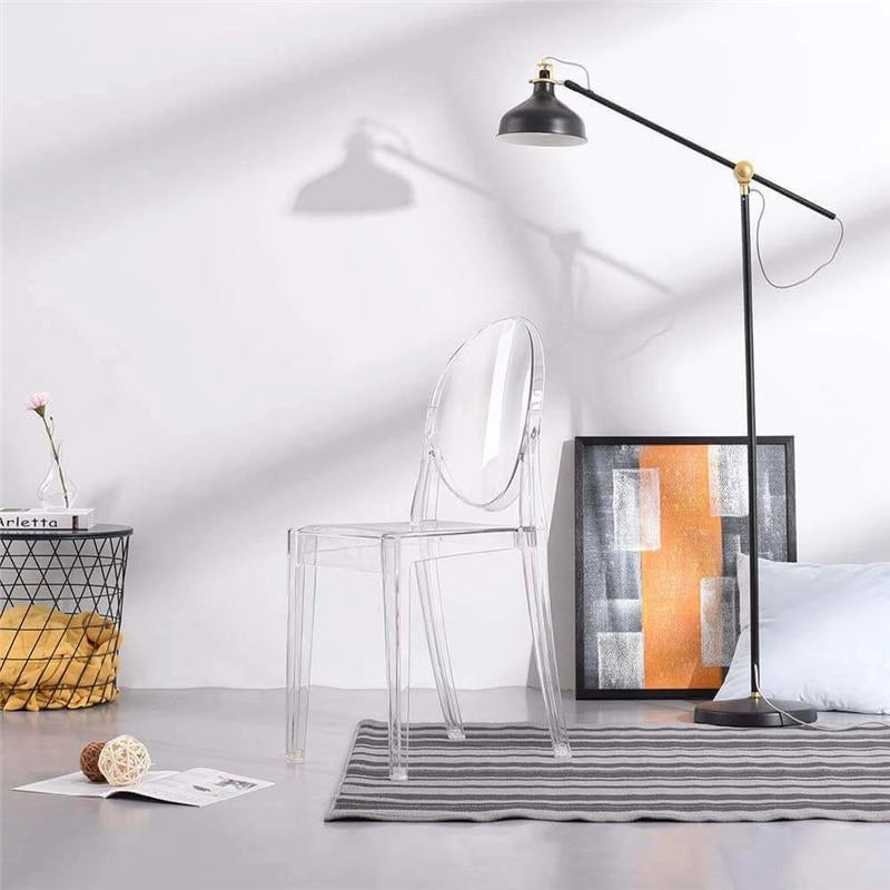 SEDIA LOUVRE IN POLICARBONATO DESIGN CLASSICO CON SCHIENALE FORMA OVALE PER INTERNI COLORE TRASPARENTE 46X55X90H CM