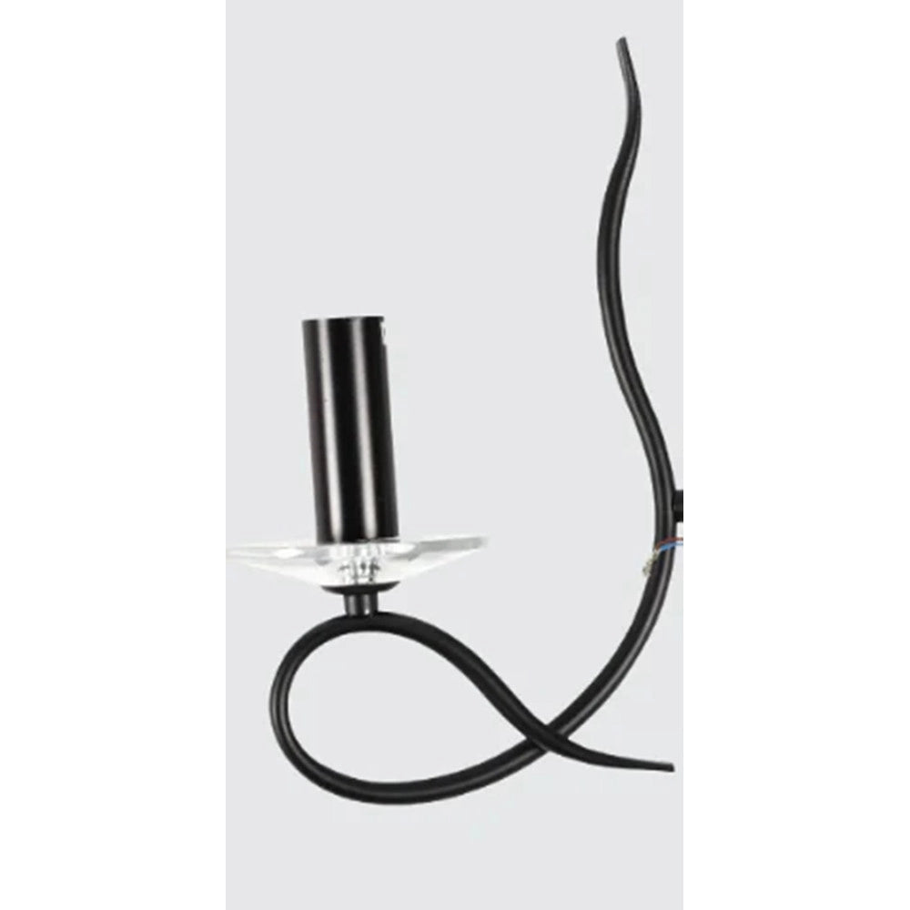 Trade Shop - Applique Lampada Da Parete A Candela E14 A Spirale Singola Nero Design Elegante 00521 -