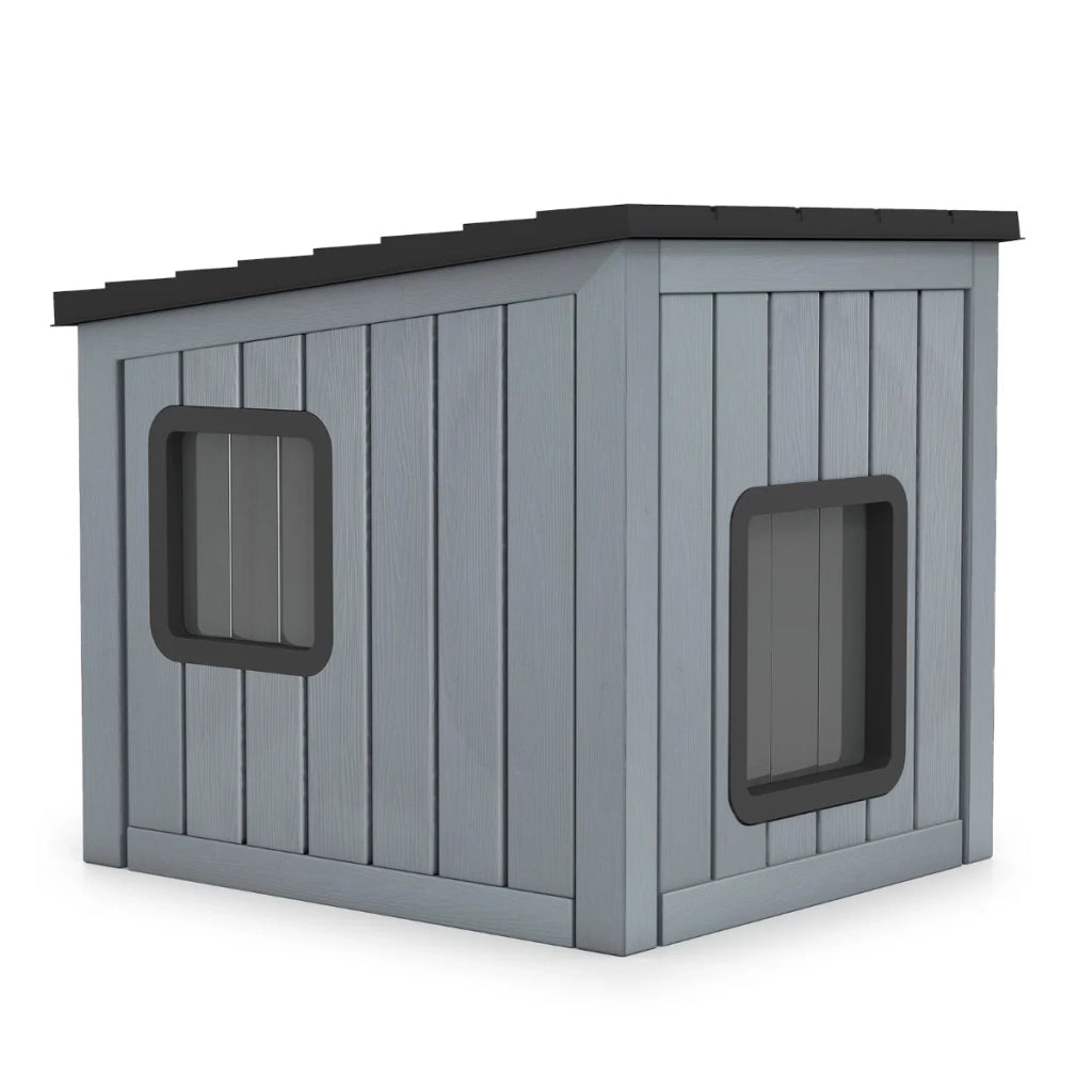 Cuccia per gatti da esterno e interno 62,5 x 54 x 56,5 cm resistente alle intemperie minimalista in PP grigio 20_0017729