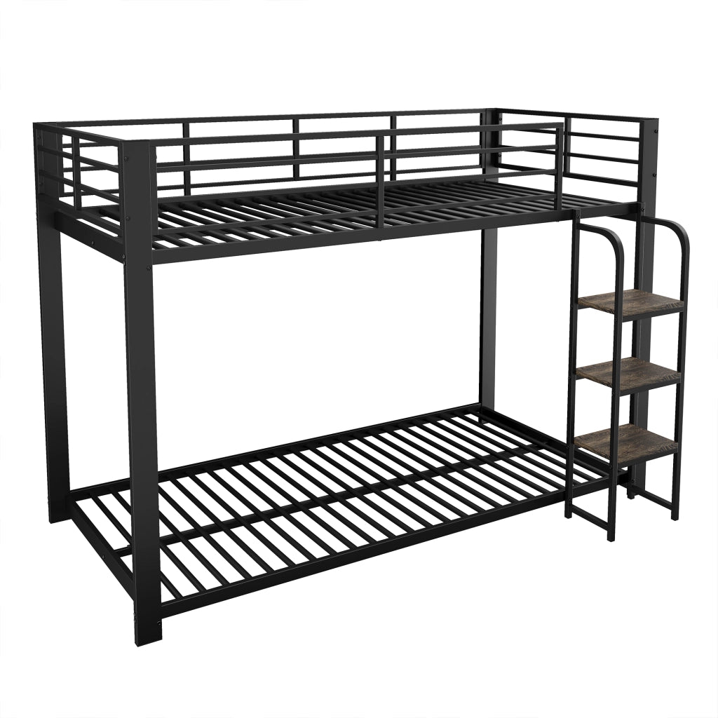 Letto a castello 90x200 cm in MDF e metallo nero