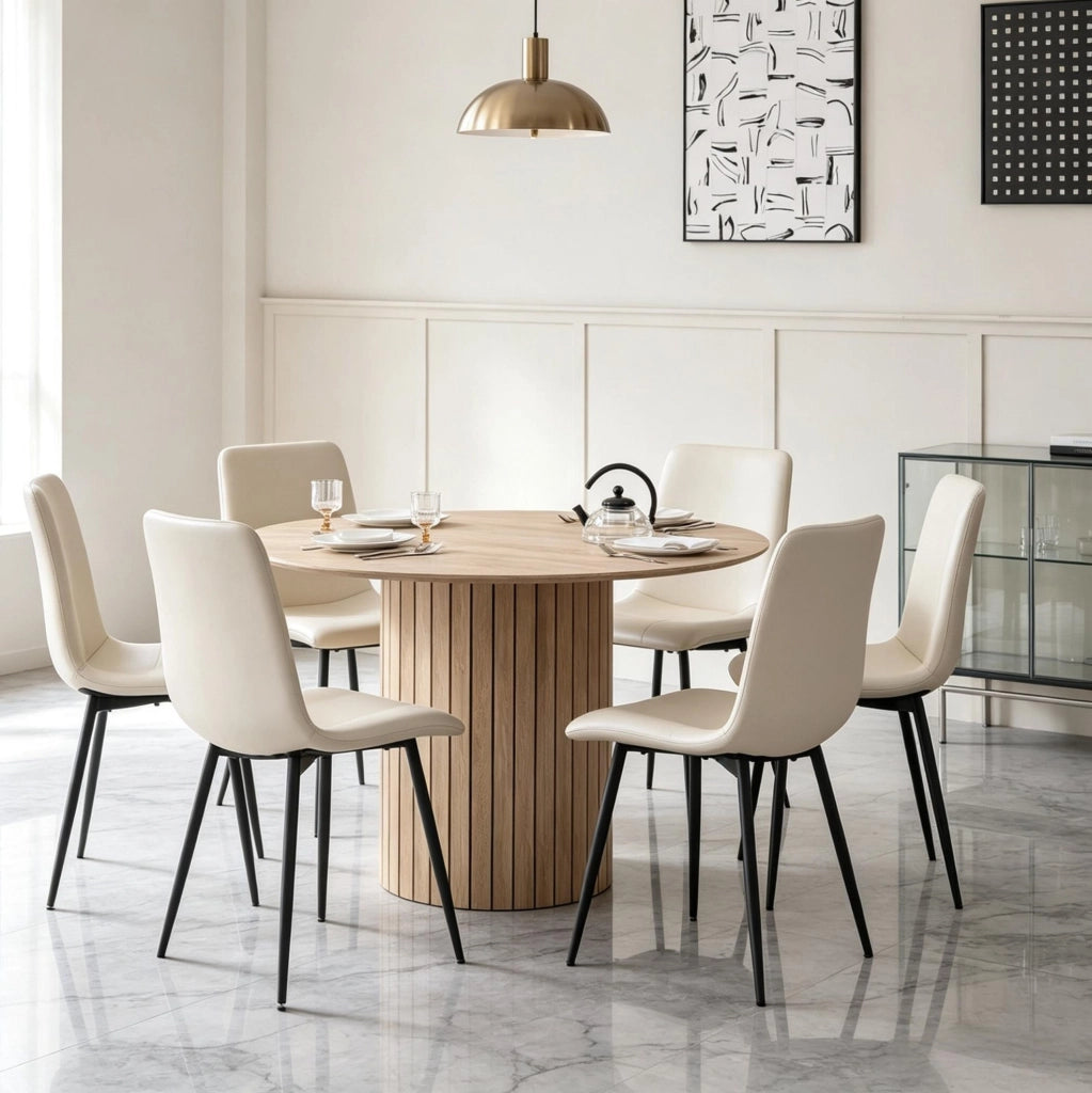 Tavolo da pranzo rotondo in legno massello Ø 120 cm marrone chiaro