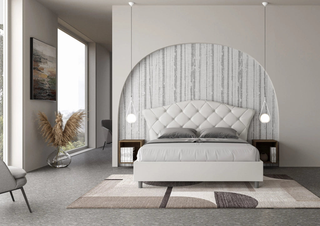 Letto Matrimoniale 160x210 cm con Rete e Contenitore Langre Similpelle