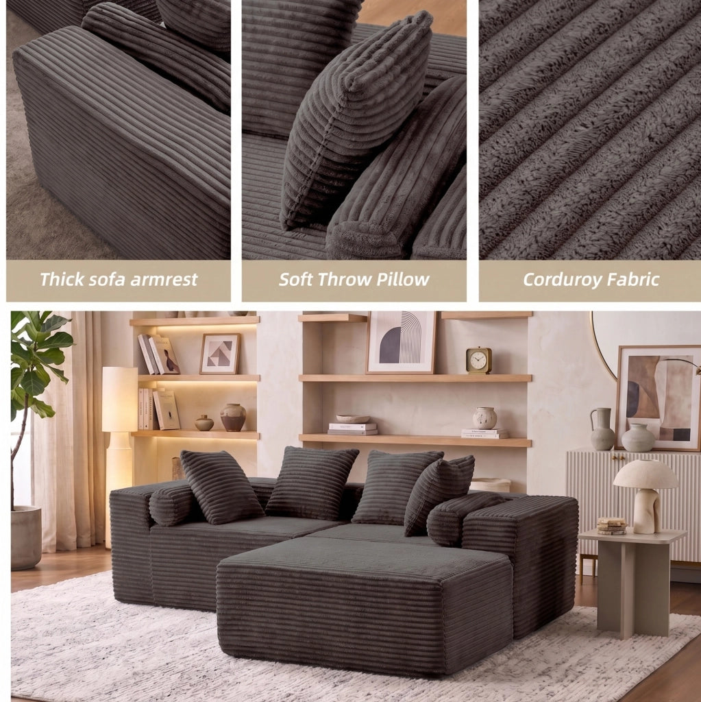 Divano componibile a 3 elementi con chaise longue; nero; schiuma e molle