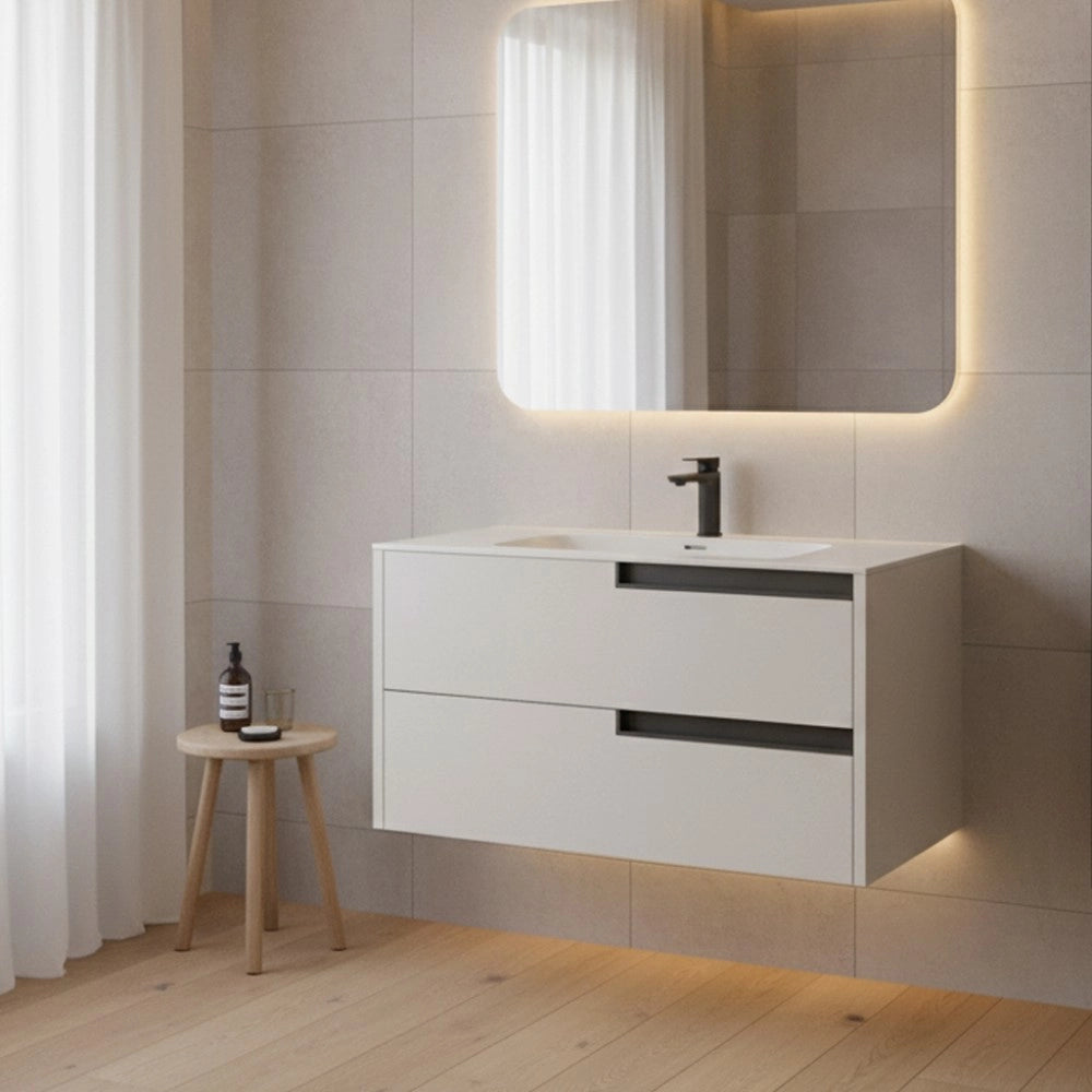 Mobile bagno sospeso Modular colore cashmere con cassetti 80x45x50H