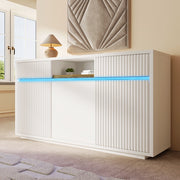Madia con LED per soggiorno 2 cassetti 3 ante e ripiani regolabili bianca 140 × 40 × 85 cm