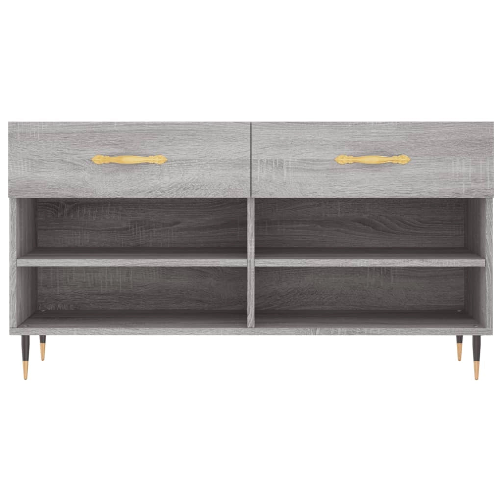 Panca portascarpe mobiletto porta-stivali cassettiera mensola mobile da ingresso rovere Sonoma 102 x 35 x 55 cm legno ingegnerizzato grigio 02_0023005
