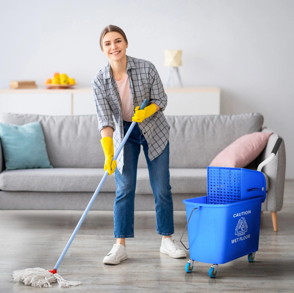 Secchio lavapavimenti 20 L con strizzatore e separatore blu