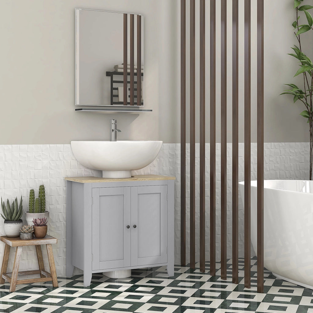 Mobile Sottolavabo con 2 Ante e Ripiano Regolabile ¨C Minimal ¨C 60x30x60 cm Grigio