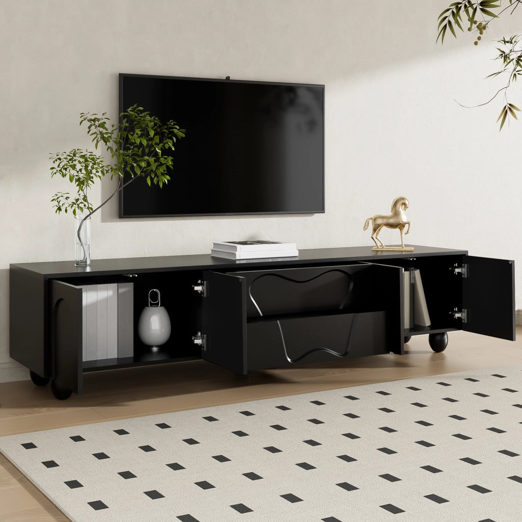 Mobile TV ¨C MINIMAL ¨C Nero, Legno, 180 cm, Soggiorno