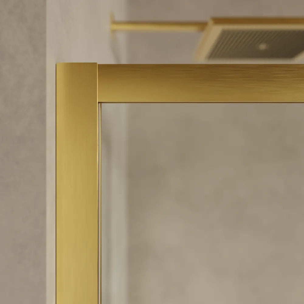Box doccia slim 160x80cm con porta scorrevole e parete fissa profili oro spazzolato e vetro 6mm trasparente anticalcare h190| Portofino