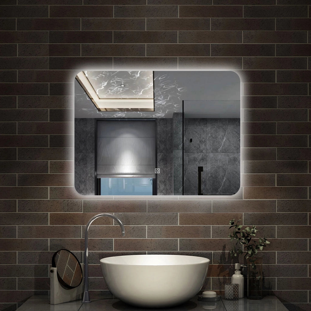 specchio 80 x 60 cm rettangolare con luce led e touch