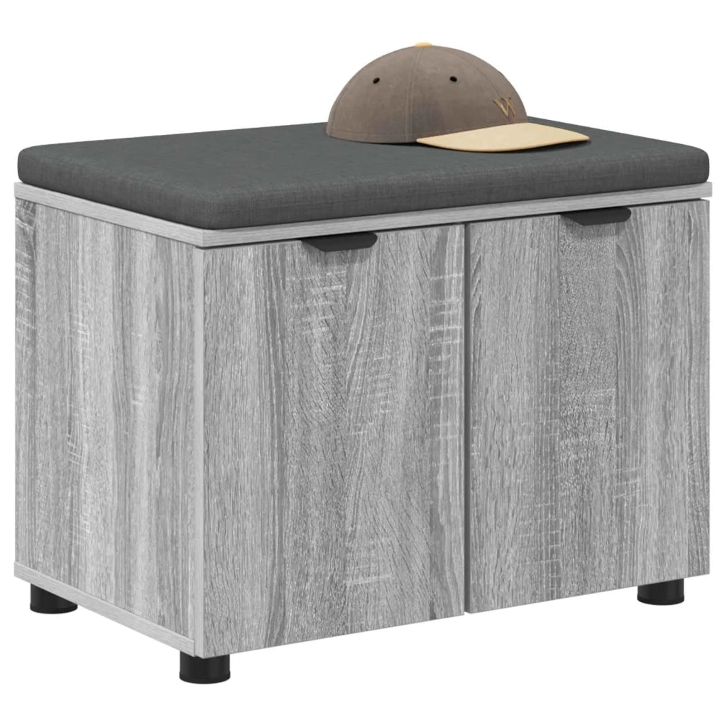 Panca per ingresso con cuscino Sonoma grigia 60 x 38 x 46 cm