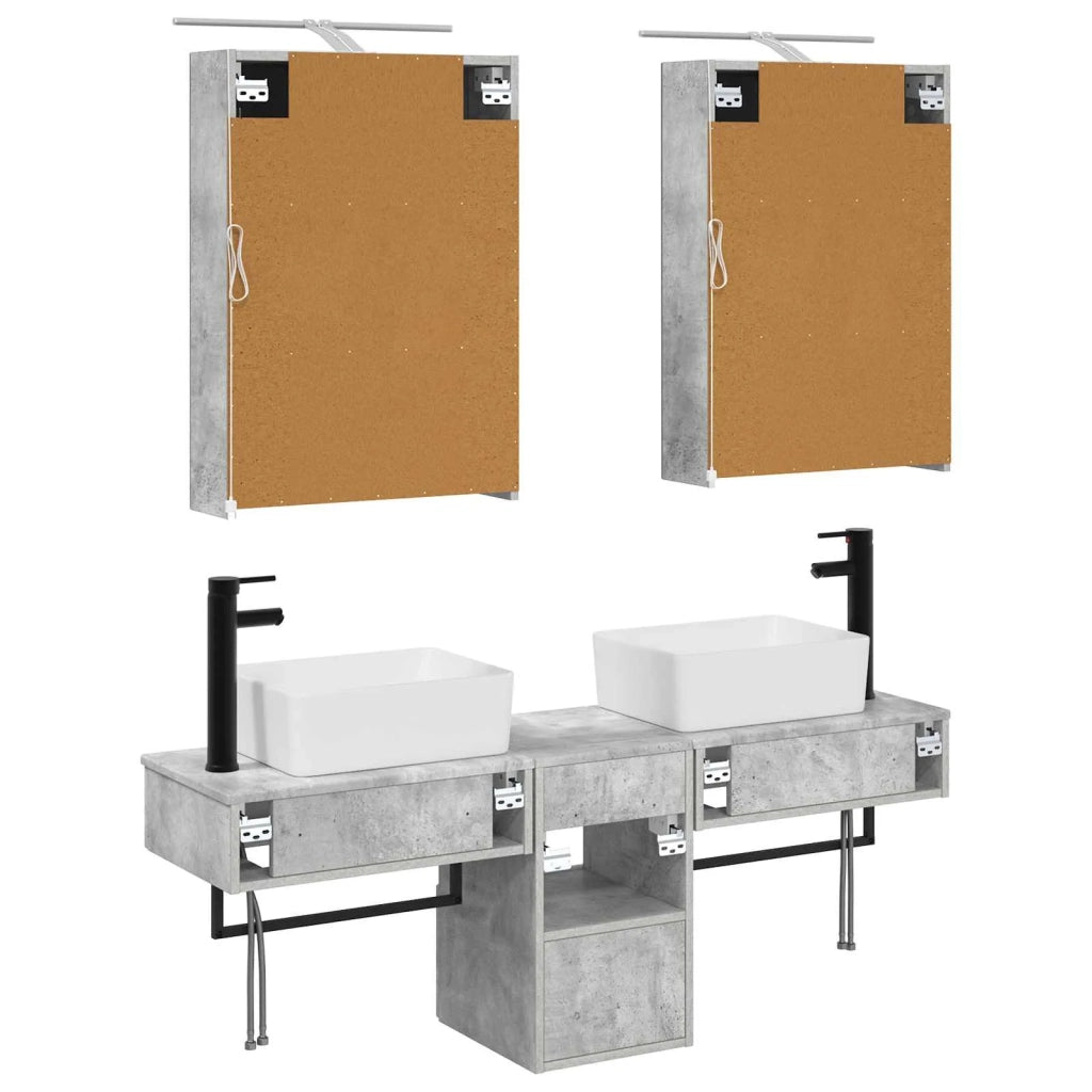 Set di Armadi da Bagno 5 pz Grigio Cemento Legno ingegnerizzato 3406314