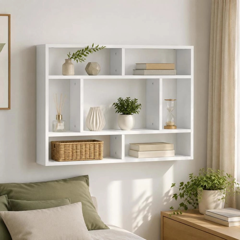 Wall Shelf White 75x16x55 Cm Wood Composite