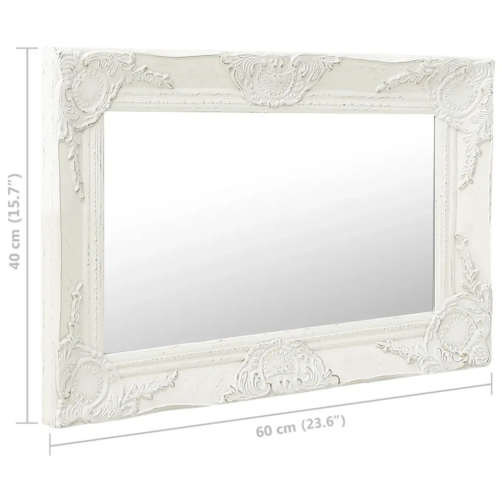 Specchio da Parete Stile Barocco-Specchio a Muro-Specchio Decorativo 60x40 cm Bianco