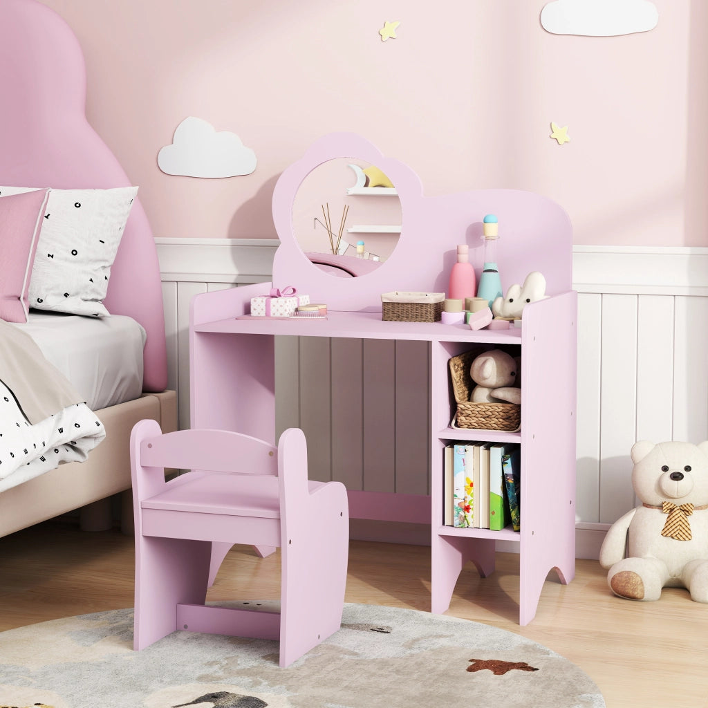 Scrivania con Specchio e Scaffale per Bambini ¨C Minimal ¨C Morado