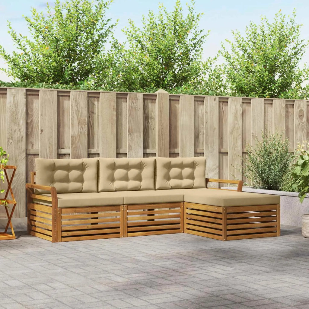 Set di divani da esterno con cuscino 4 pcs Naturale e Beige 3373263