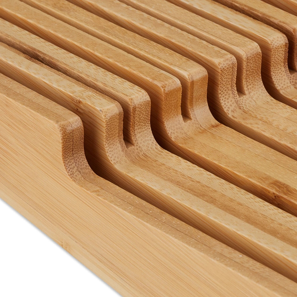 Organizer per cassetto per 9 coltelli sicuri da cucina 40 x 12 x 5 cm in bambù naturale 13_0014063