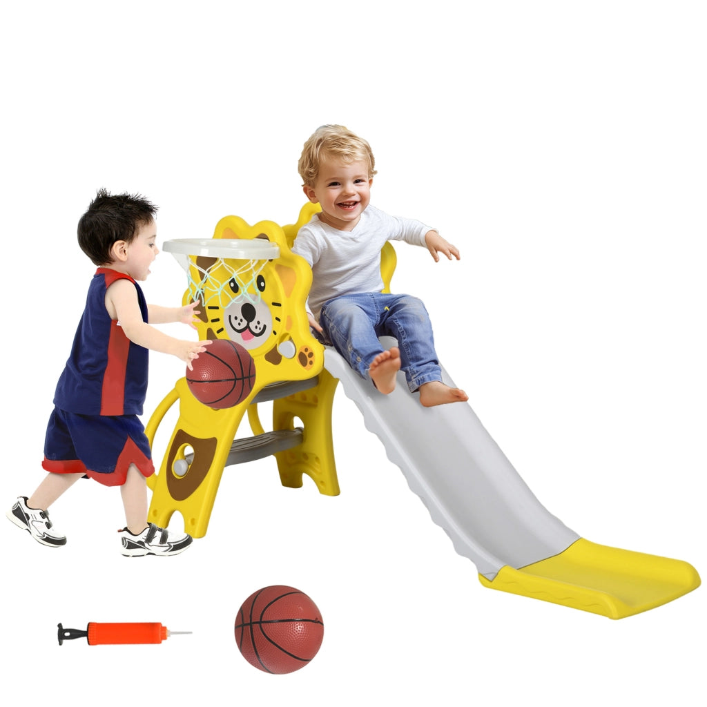 Casetta da gioco con scivolo e canestro ¨C ZephMum ¨C Giallo Grigio