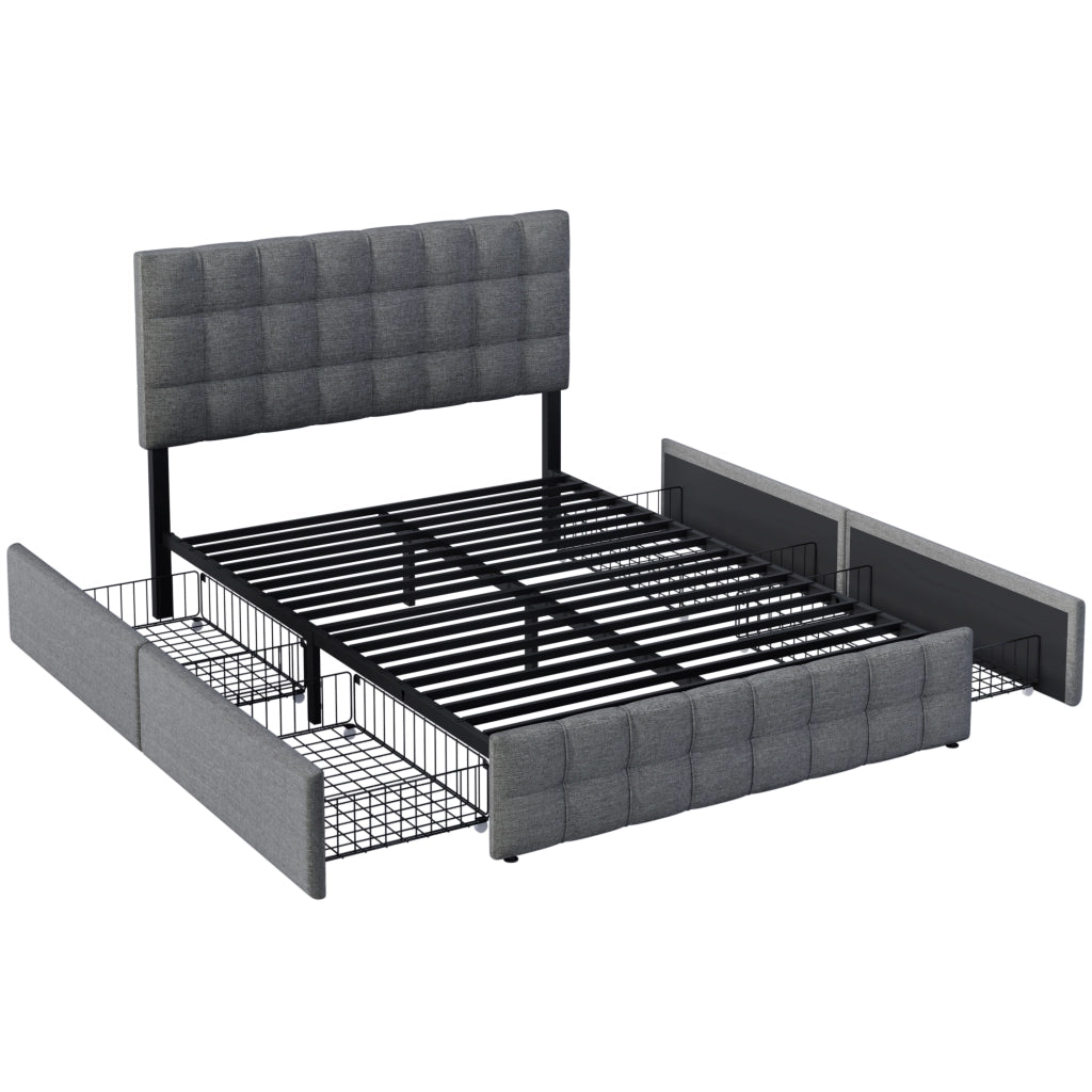 Letto matrimoniale contenitore 140x200 cm grigio