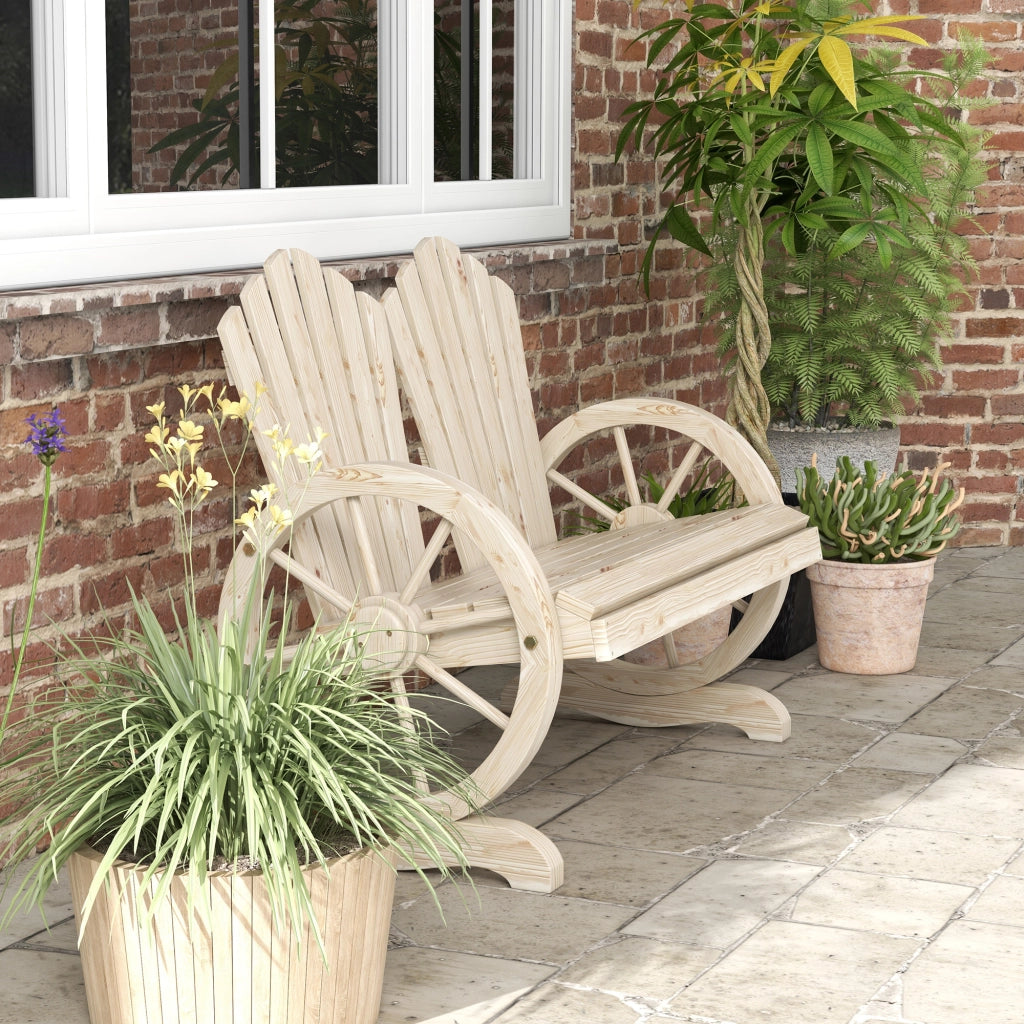 Panca da giardino a 2 posti con schienale curvo; 108x66x95 cm; legno naturale