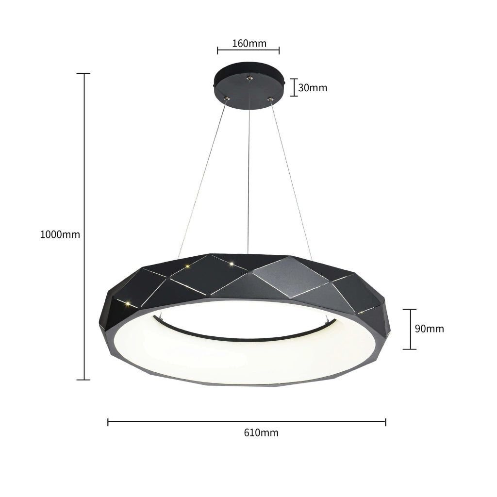 Lampada a sospensione Reus LED 36W Ø60 nera LightPrestige