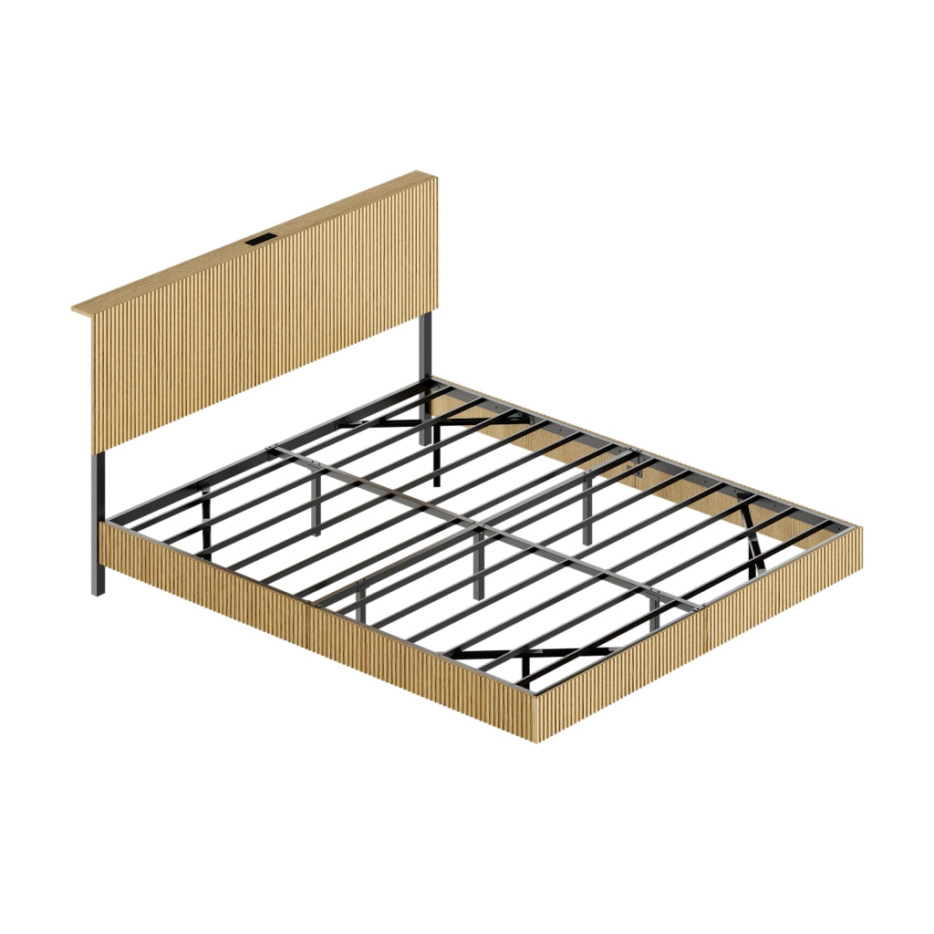 letto in ferro e truciolato naturale 180 x 200 cm