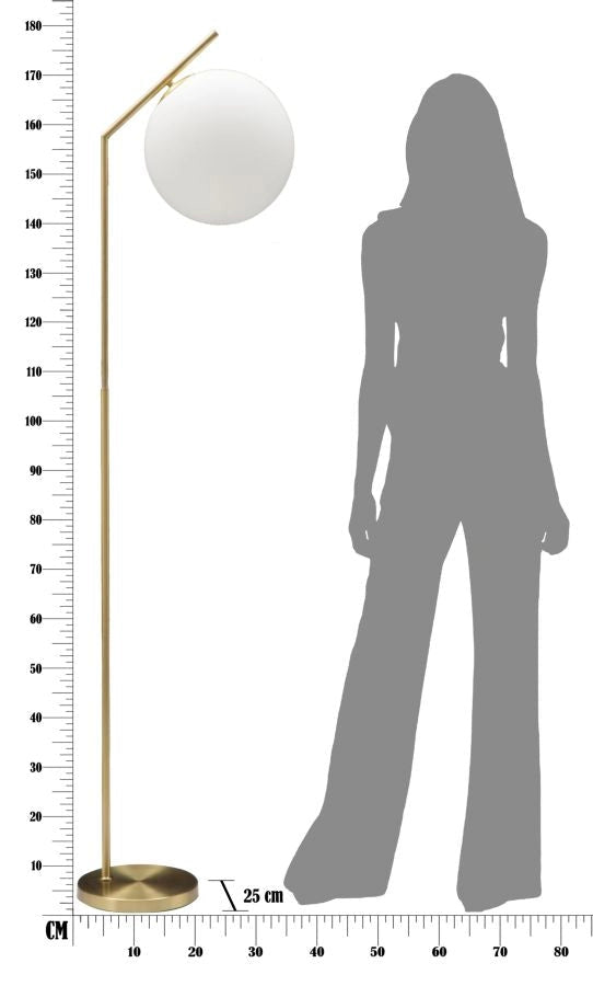 Lampada da Terra Glamy 25x36x179 cm in Ferro e Vetro Bianco e Oro