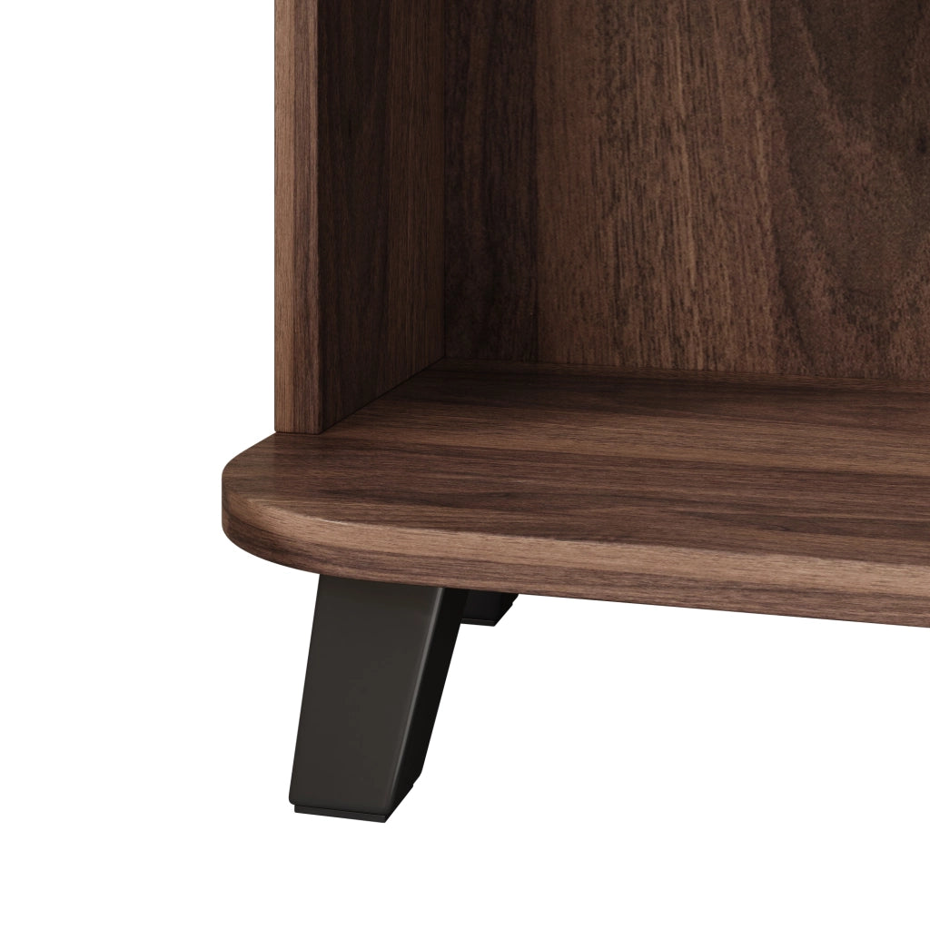 Mobile porta scarpe con 2 ante e vani aperti; ripiano superiore; per ingresso; in truciolare; noce; 80 × 32 × 99 cm