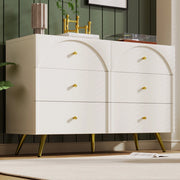 Cassettiera 6 cassetti 120x40x85 cm in pannello truciolare crema bianco HOMVRA