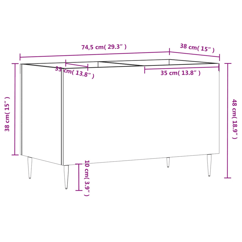 Mobile Porta Dischi Bianco Lucido 74,5x38x48 Legno Multistrato 831718