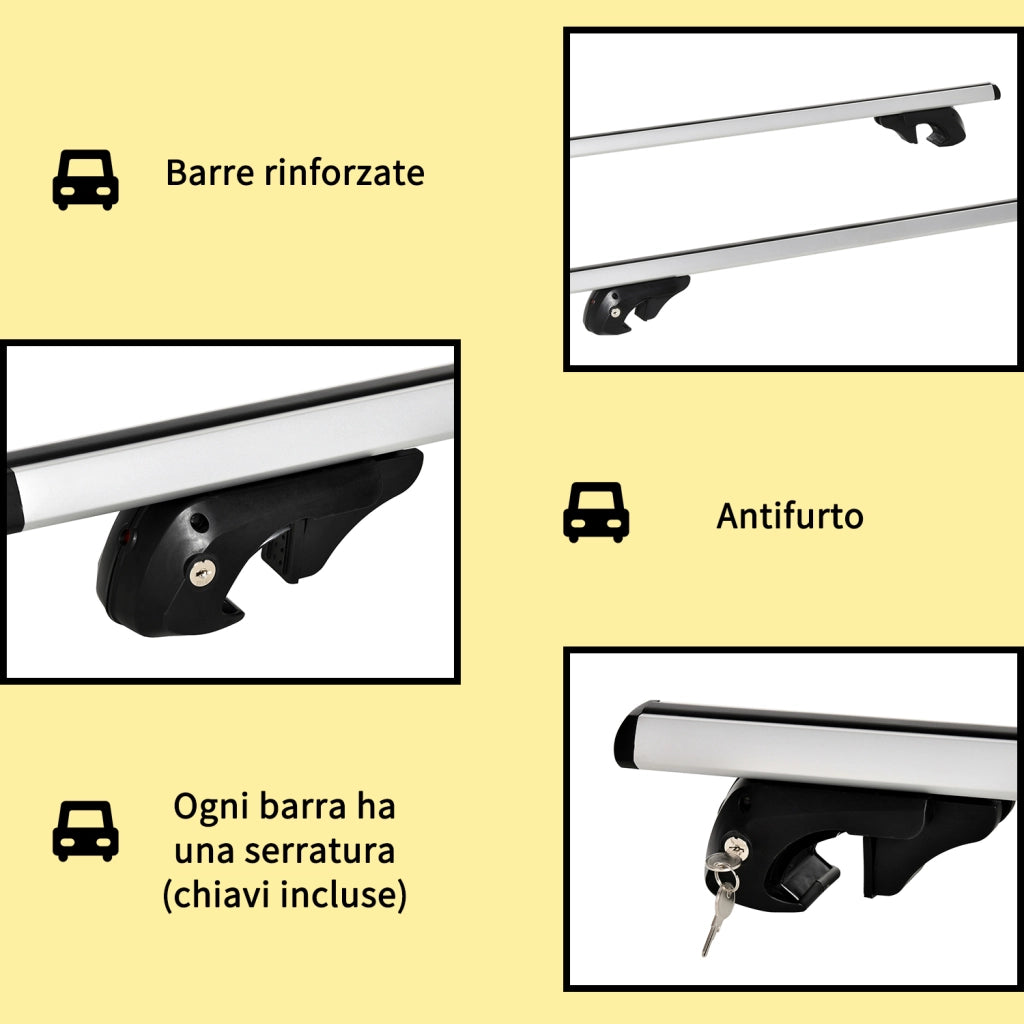 Barre Portatutto per Auto ¨C Zephmum ¨C Alluminio Argento 135.3x5.7x7 cm