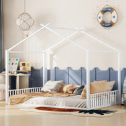 Letto a casetta 140 × 200 cm in metallo bianco con struttura superiore nera senza materasso