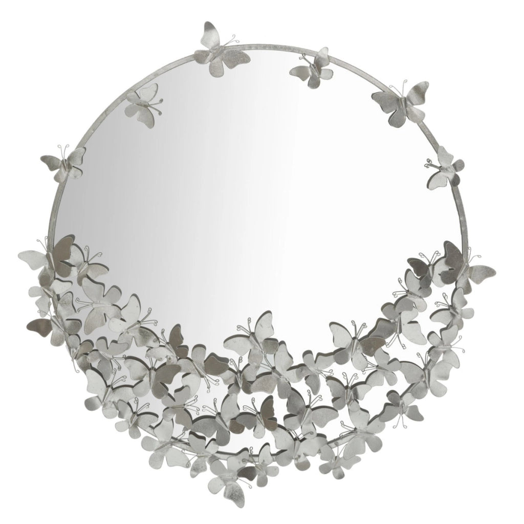 Specchio con Cornice Farfalla 30, Argento, Metallo, 91x3x94 cm