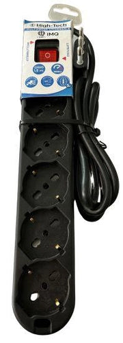 HIGH-TECH MULTIPRESA UNIVERSALE NERA CON INTERRUTTORE P40 A 5 VIE 16A 250V MAX.3500W - CAVO 3G1.0MM2X1.5M