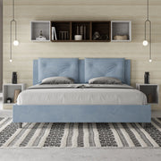Letto imbottito Matrimoniale 170x210 cm Appia - Con rete,Microfibra,Azzurro