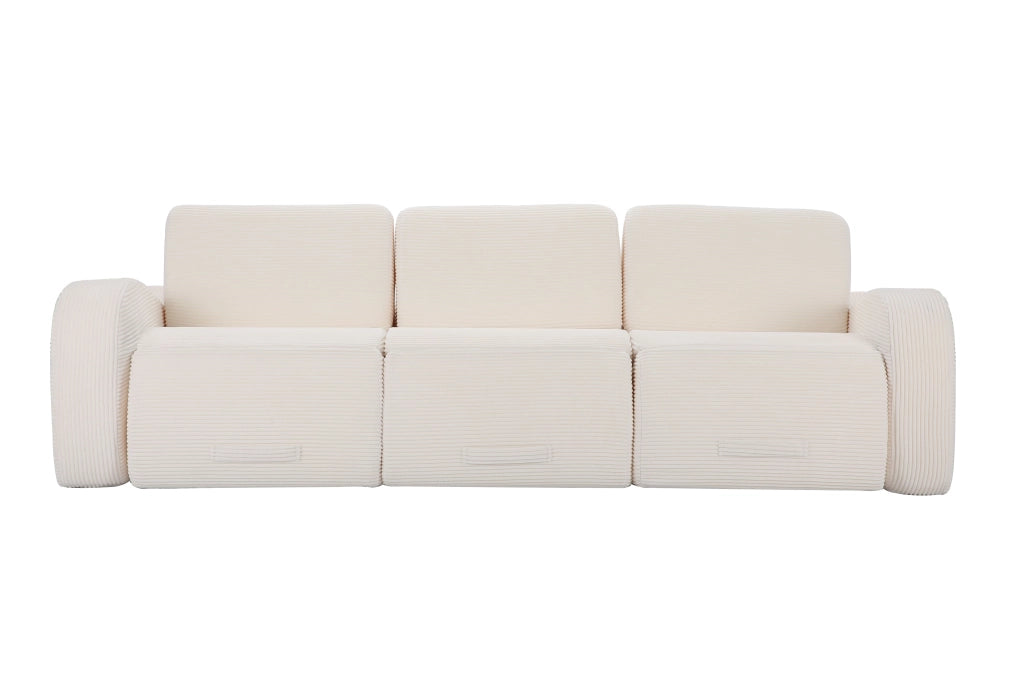 Divano modulare 3 moduli con funzione letto e struttura senza parti rigide, in velluto a coste beige